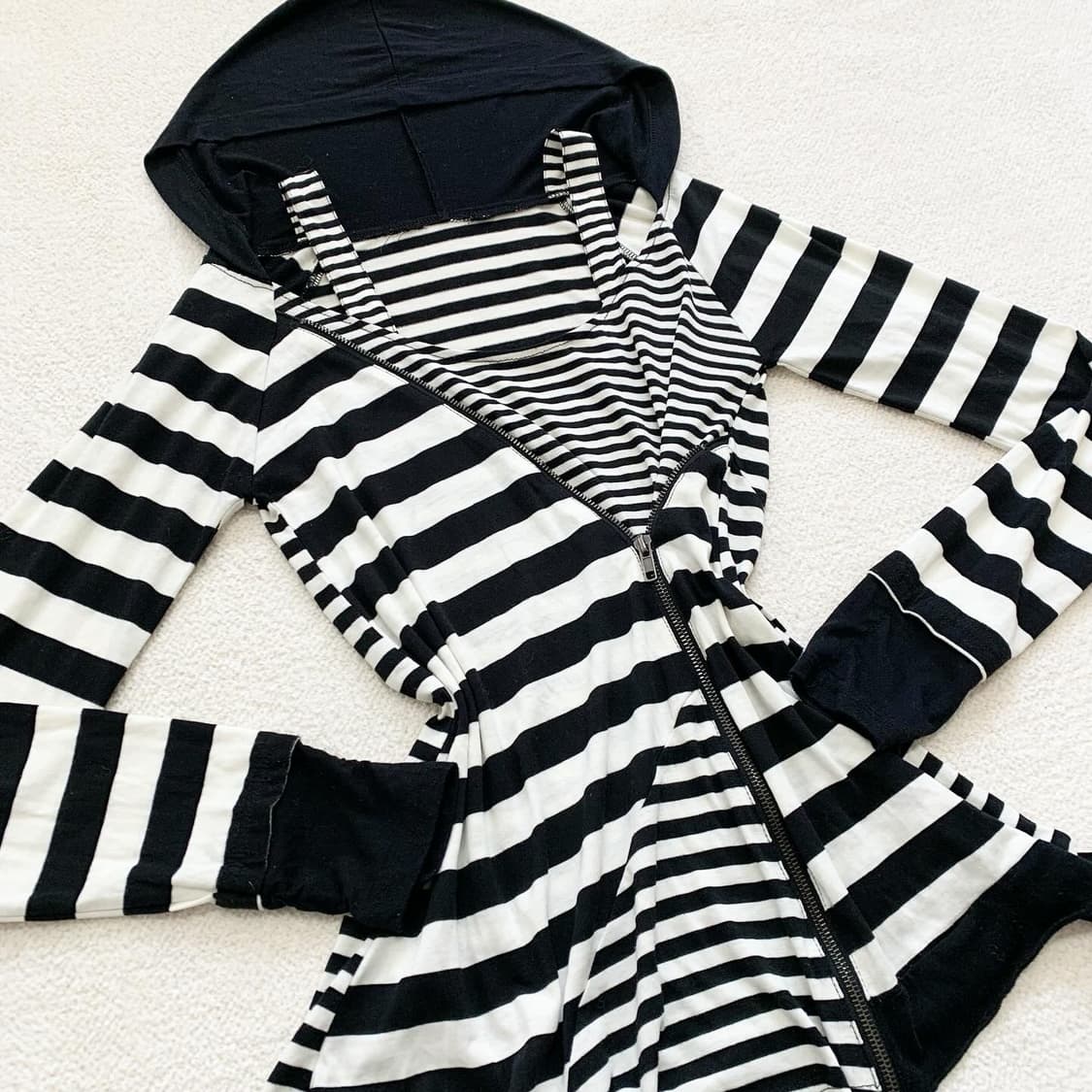 y2k 괴짜 펑크 아방가르드 스트라이프 후드집업 상품이미지1