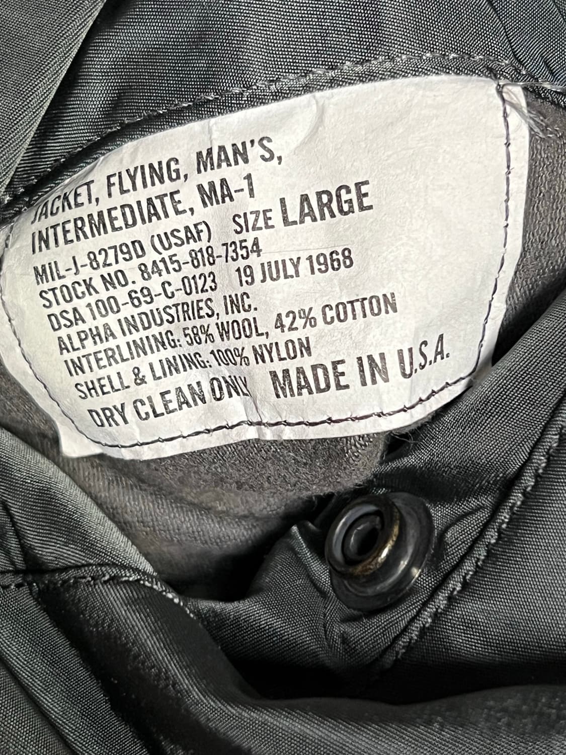빈티지 알파 인더스트리 MA-1 플라이트 자켓 상품이미지8