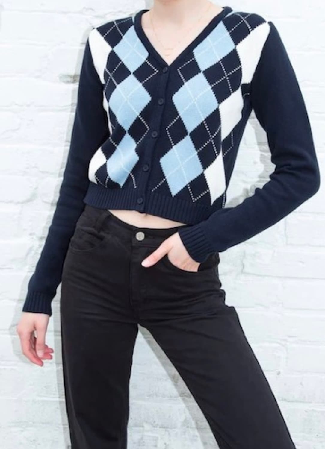 Brandy Melville 브랜디멜빌 아가일 가디건 상품이미지1
