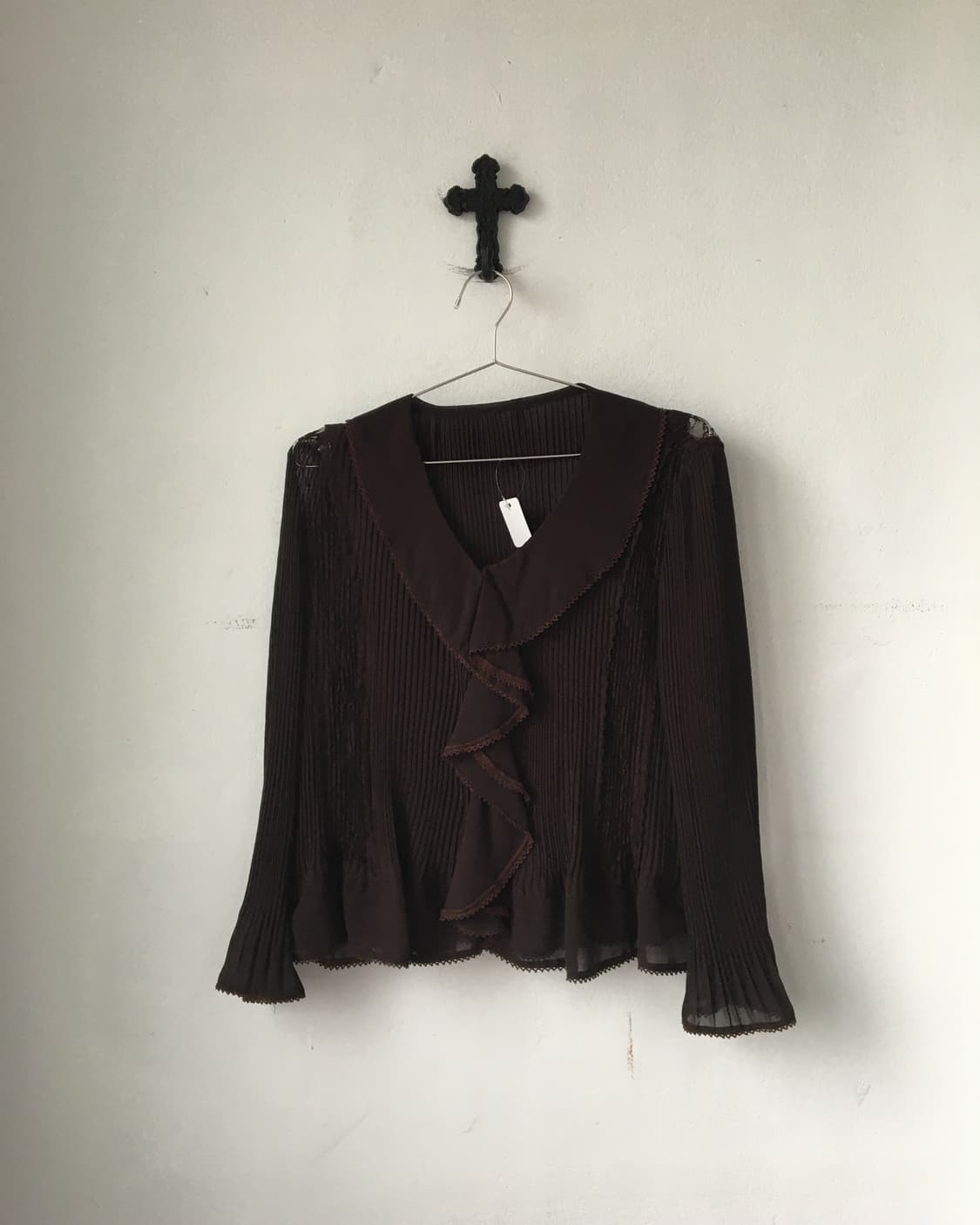 Lace trimming pleats caridgan 상품이미지2