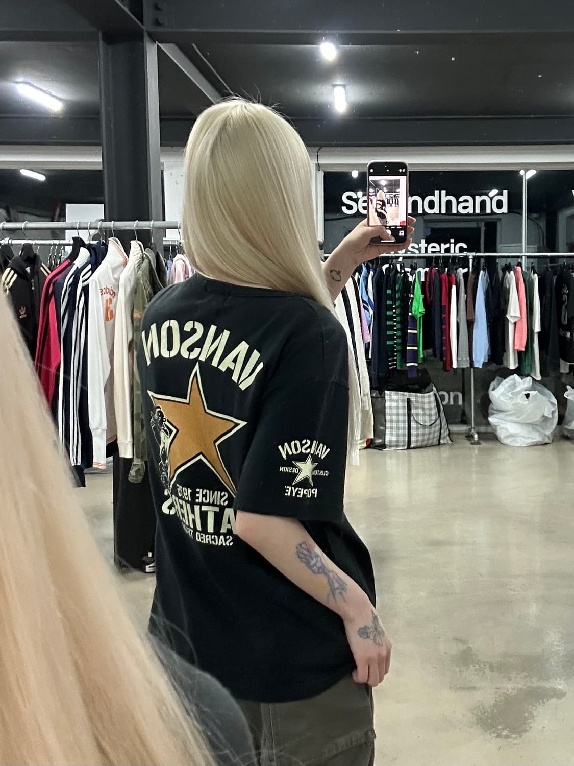 벤슨 스타 뽀빠이 그래픽 블랙 반팔 티셔츠 상품이미지2