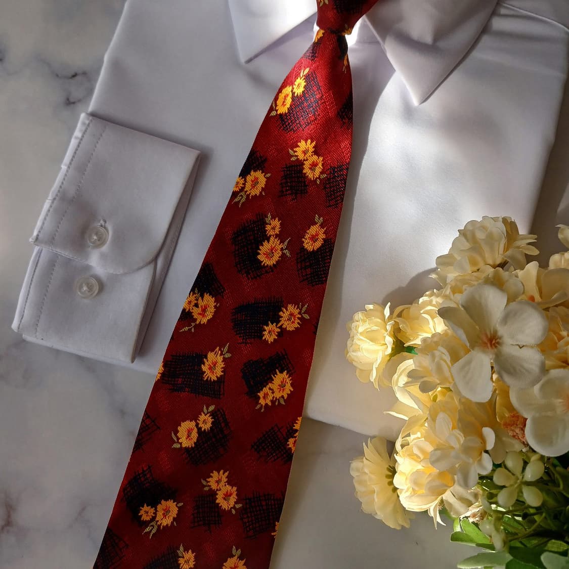 발망 실크 레드 플라워 아트 패턴 넥타이 9.5cm A+등급 A19161 상품이미지6