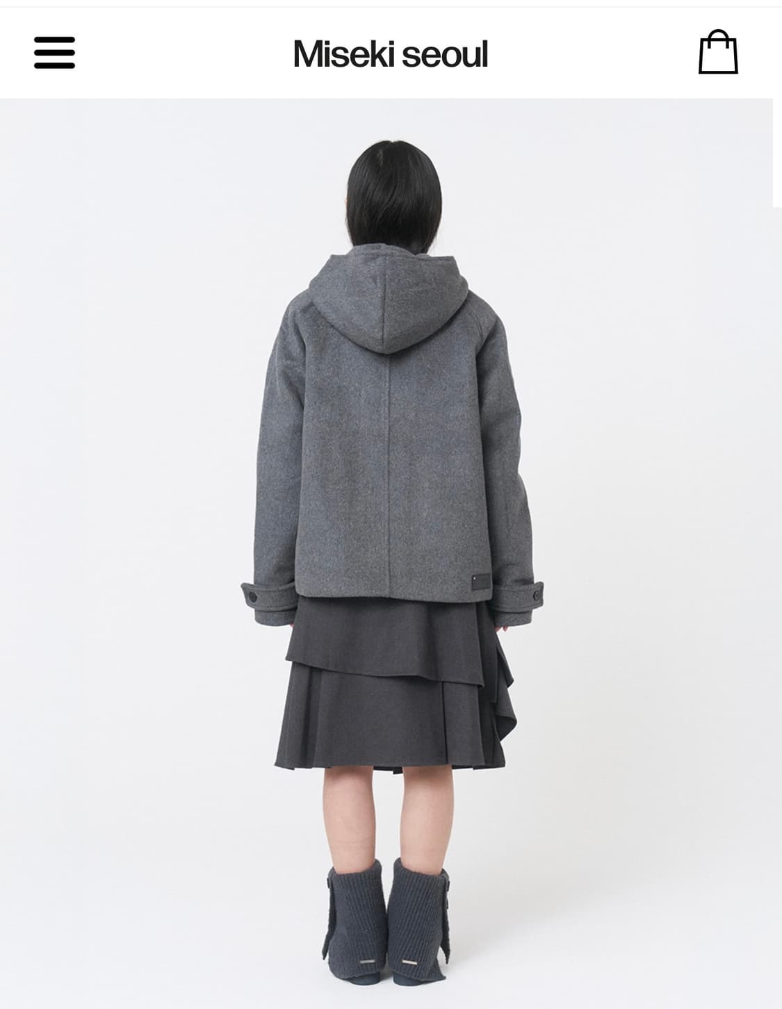 MISEKI SEOUL 미세키서울 후드 더블 버튼 코트 차콜 상품이미지2