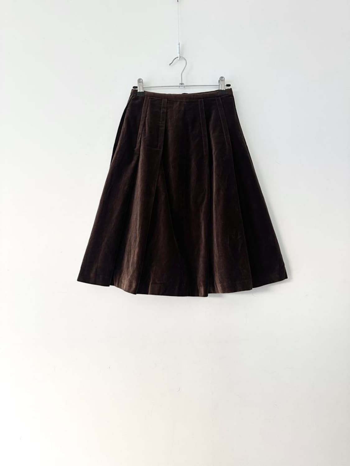 Velvet choco midi skirt / brown 상품이미지1