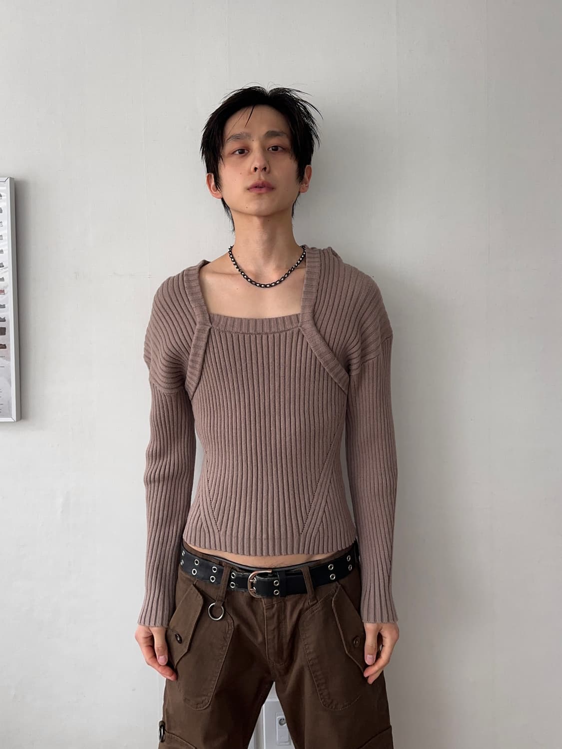 Azul by Moussy 스퀘어 넥 루지 니트 상품이미지5