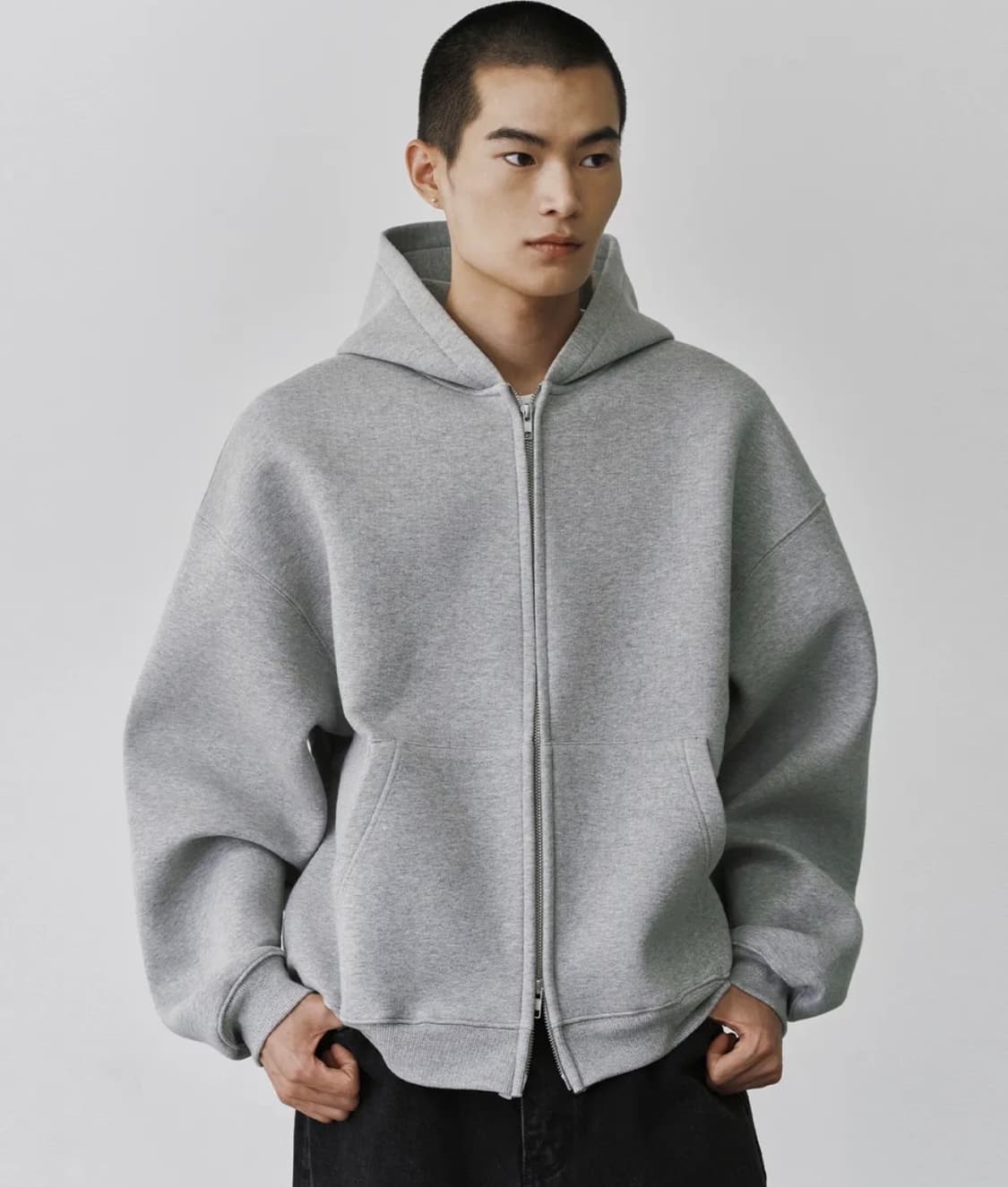 (L) 브랜디드 클라우드 후드집업 멜란지그레이 상품이미지1