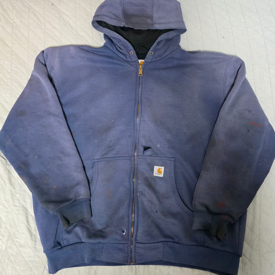 [XL] 빈티지 칼하트 더블페이스 트래쉬드 썬페이드 써멀 후드집업 네이비 상품이미지1
