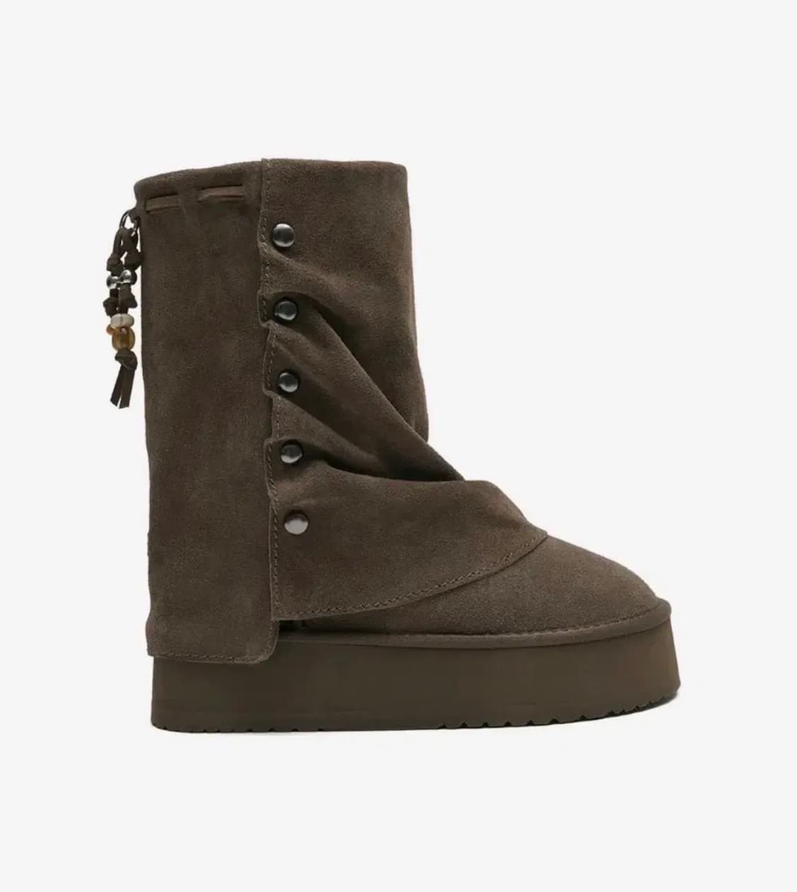 락피쉬웨더웨어 스터드 맥시 폴디드 미들 스웨이드 부츠 코코아 240 상품이미지1