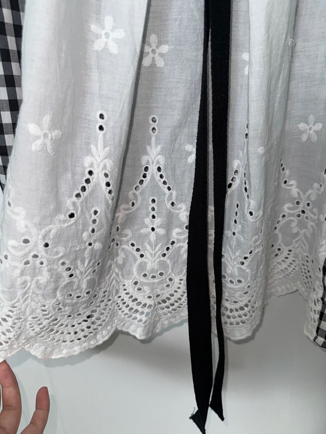 Gingham Lace Layered Blouse 상품이미지2