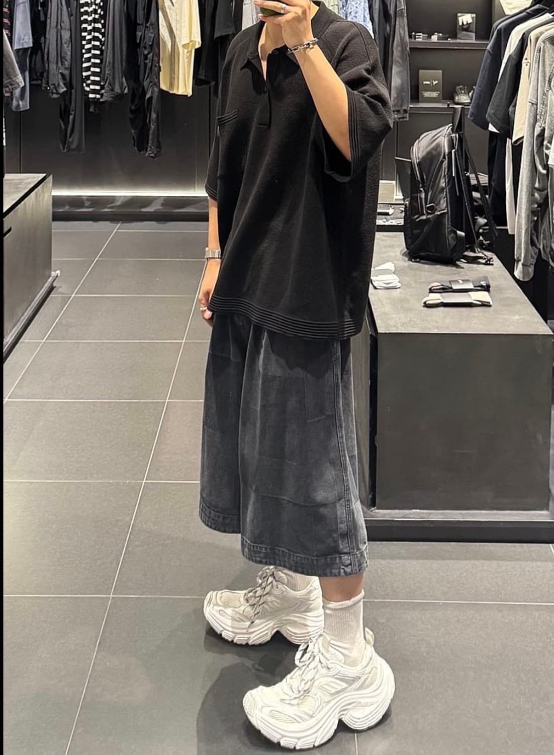 준지 자카드 데님 버뮤다 팬츠 48 상품이미지1