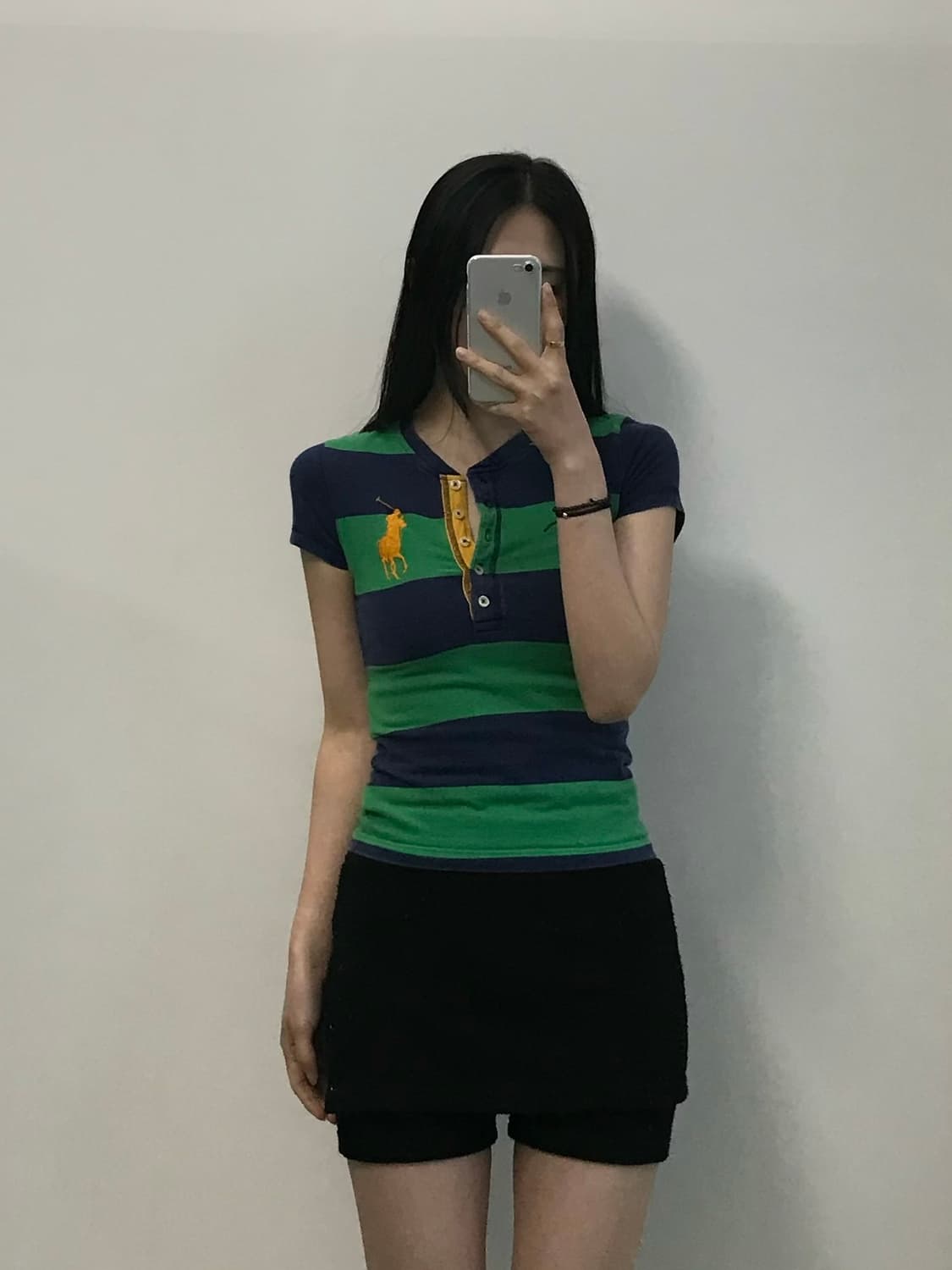 폴로 랄프로렌 빅포니 단가라 헨리넥 반팔 티셔츠 상품이미지1