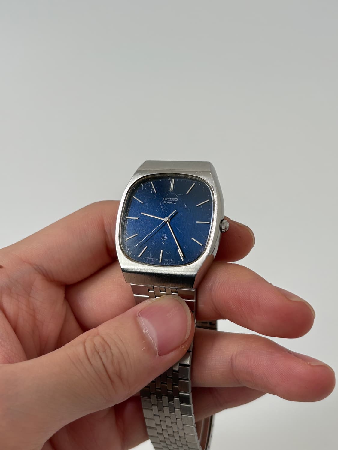 80s metalic blue dial square quartz 상품이미지4
