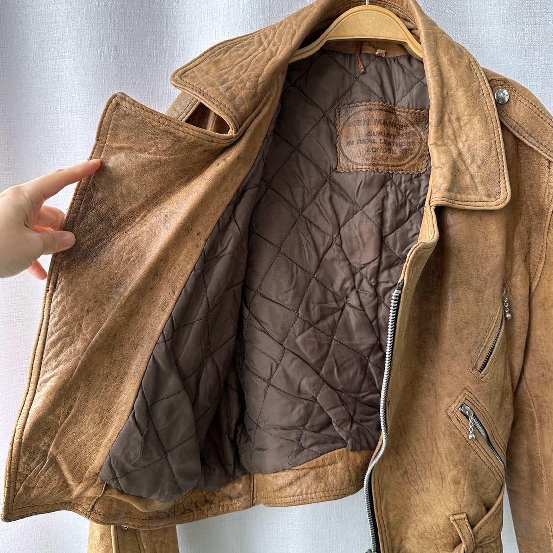 Ken Market Made in England 레더 자켓 카멜 M 상품이미지9