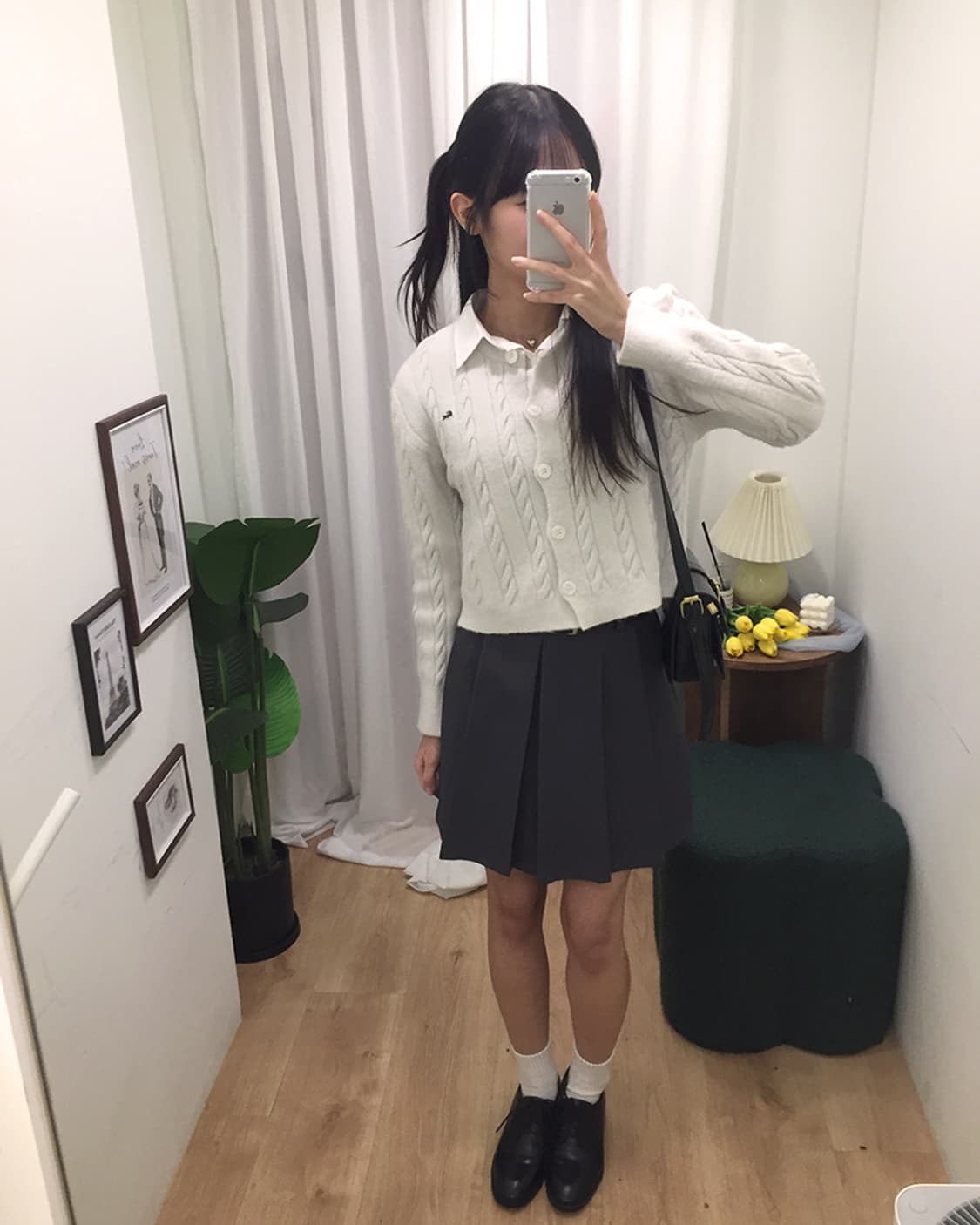 여성 라코스테 꽈배기 니트가디건 100 상품이미지1