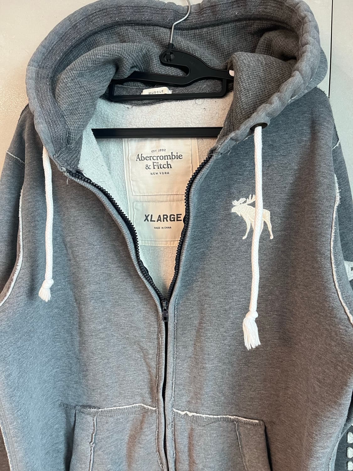 (XL) 아베크롬비 화이트 순록 후드집업 그레이 상품이미지5