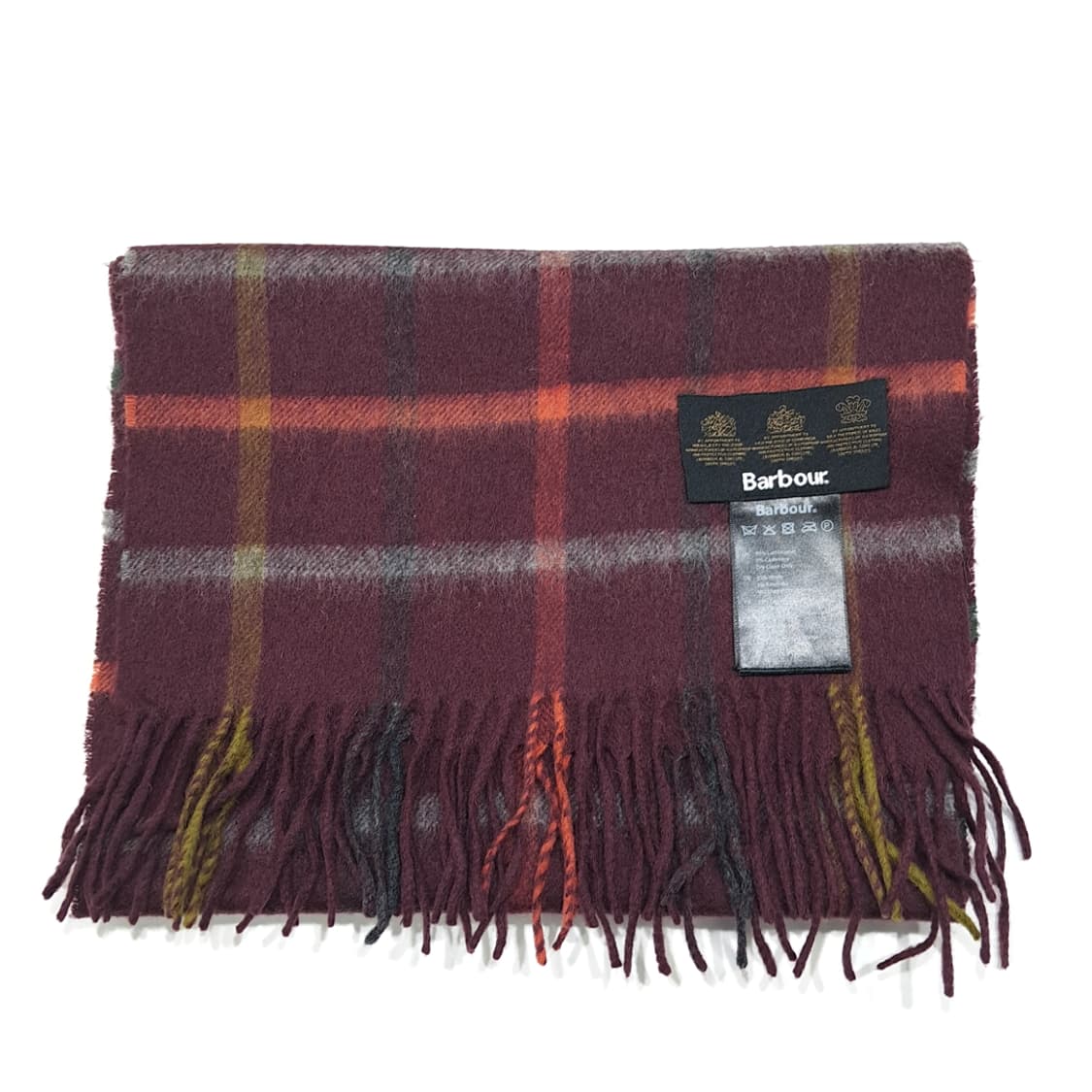 MX498 바버 울캐시미어 타탄체크 버건디 머플러 목도리 상품이미지6