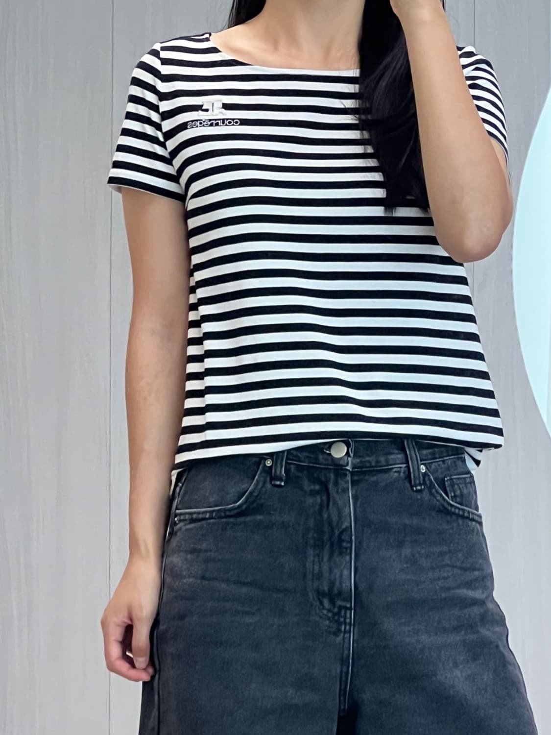 courreges / 꾸레쥬 블랙 스트라이프 반팔 티셔츠  상품이미지9