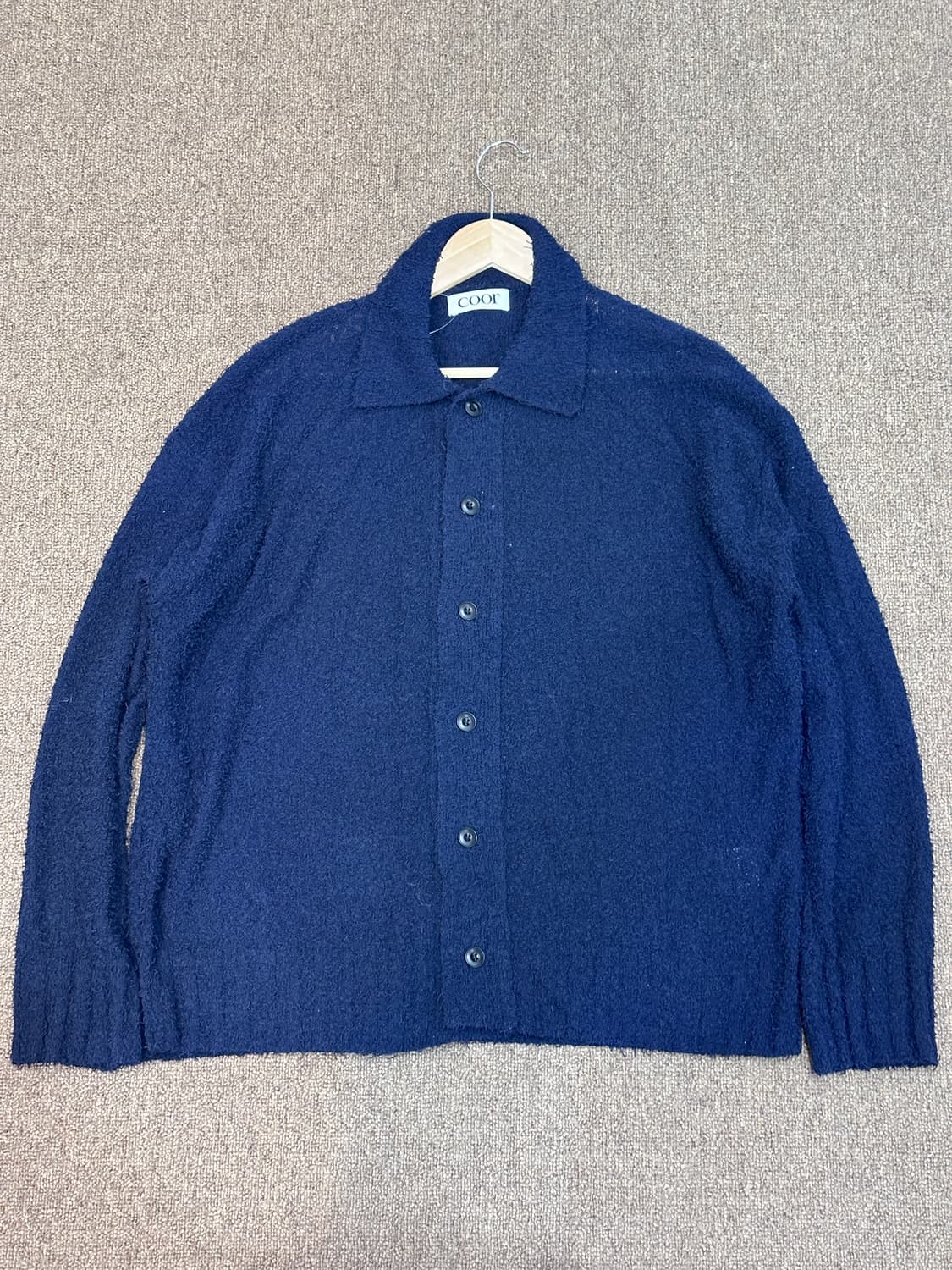 쿠어 카라 부클가디건 네이비 상품이미지1