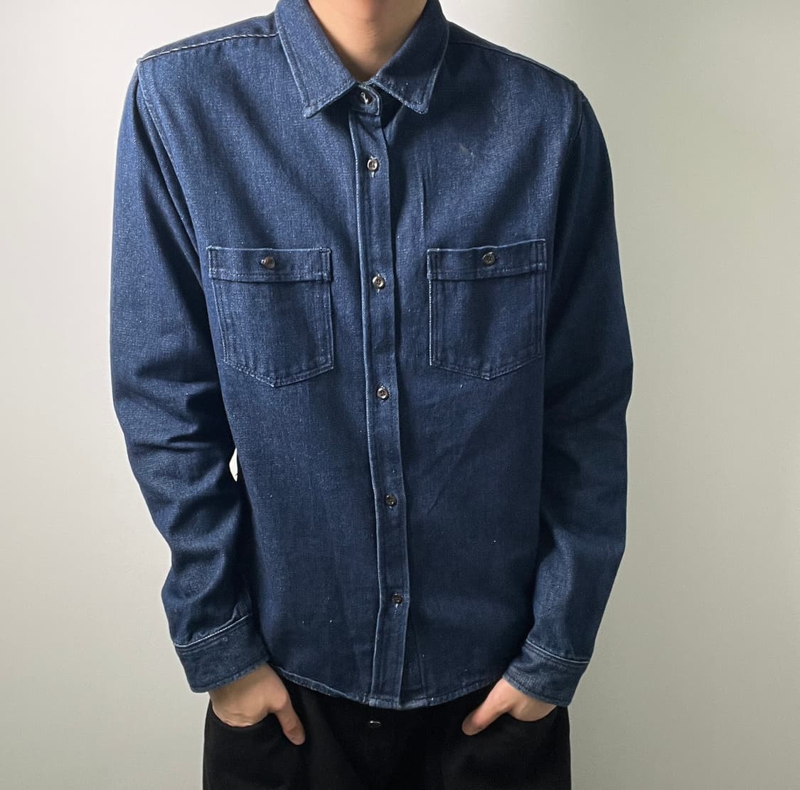 A.P.C. 아페쎄 투포켓 인디고 데님 셔츠 M 상품이미지1