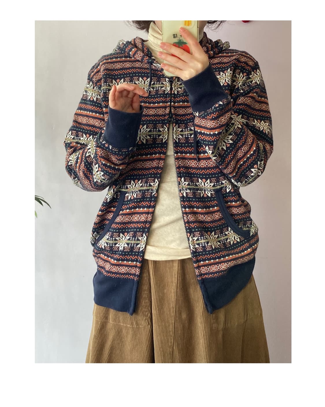 일본빈티지) 눈꽃패턴 후드집업 상품이미지6