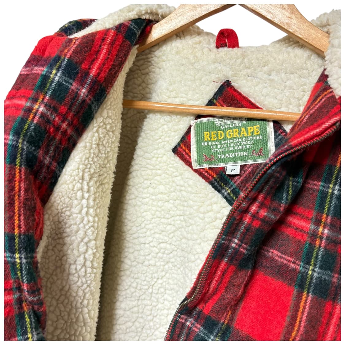 3729 레드 체크 퍼안감 후드 봄버자켓 상품이미지3