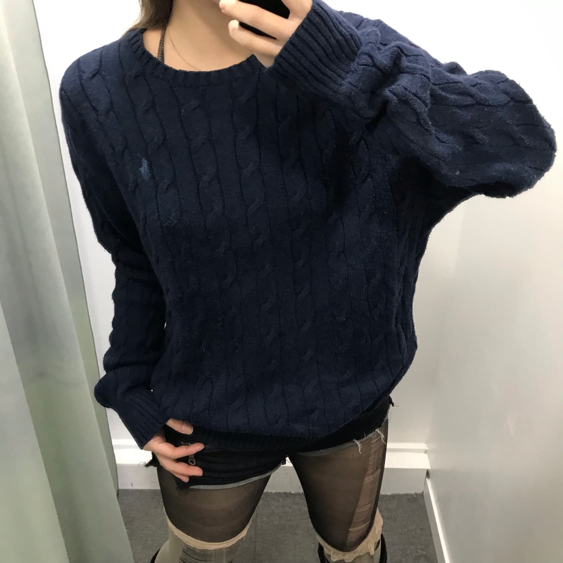 폴로 네이비 꽈베기 니트  상품이미지2