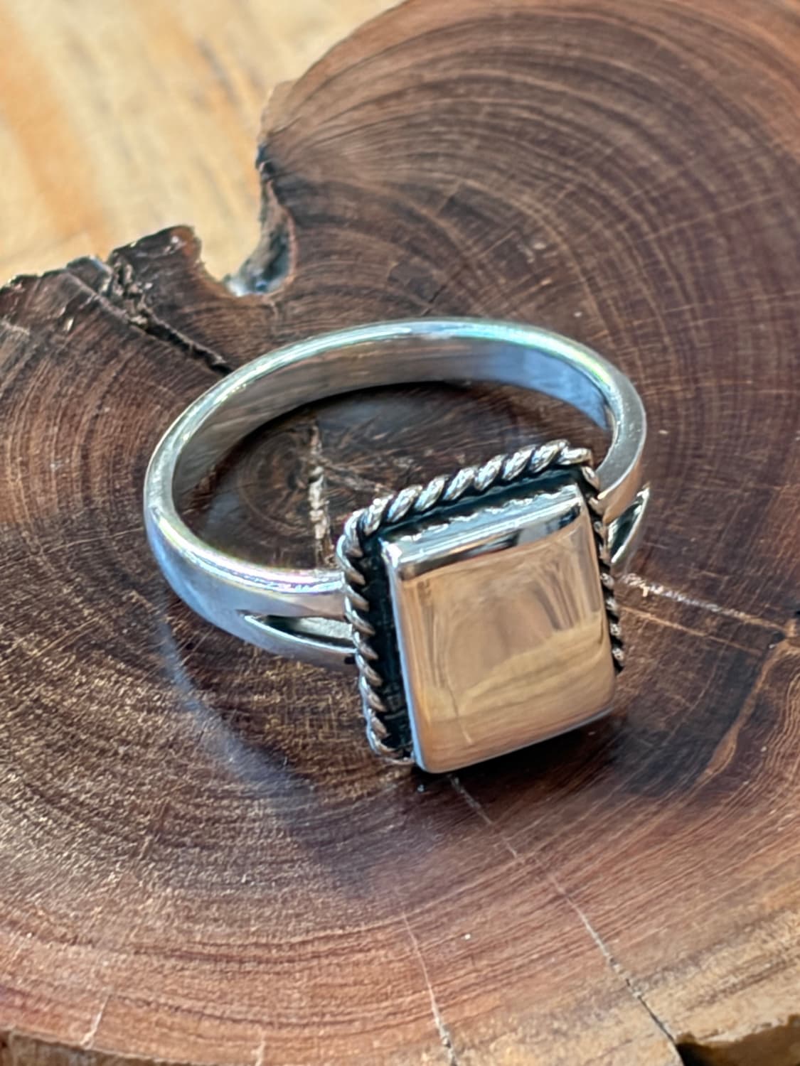 ✦ Silver 925 내추럴 스톤 스퀘어 링 상품이미지4