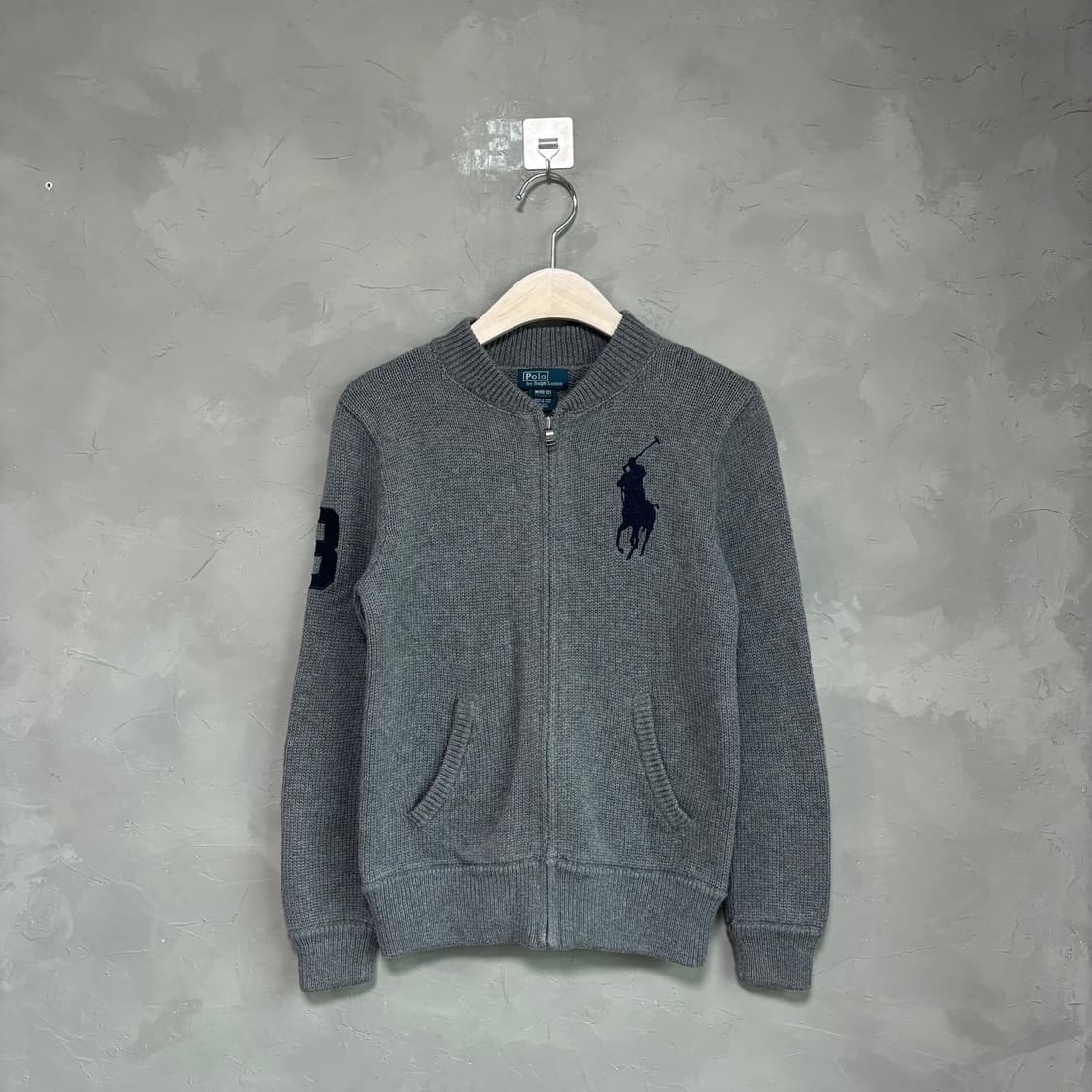 폴로 랄프로렌 빅포니 니트집업 그레이 상품이미지1