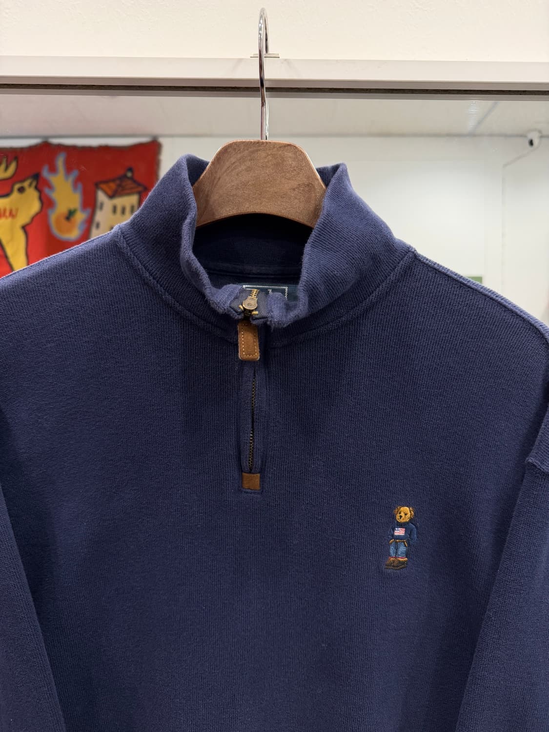 Polo RL 폴로 랄프로렌 폴로베어 하프넥 쿼터 집업 니트 (navy) 상품이미지3