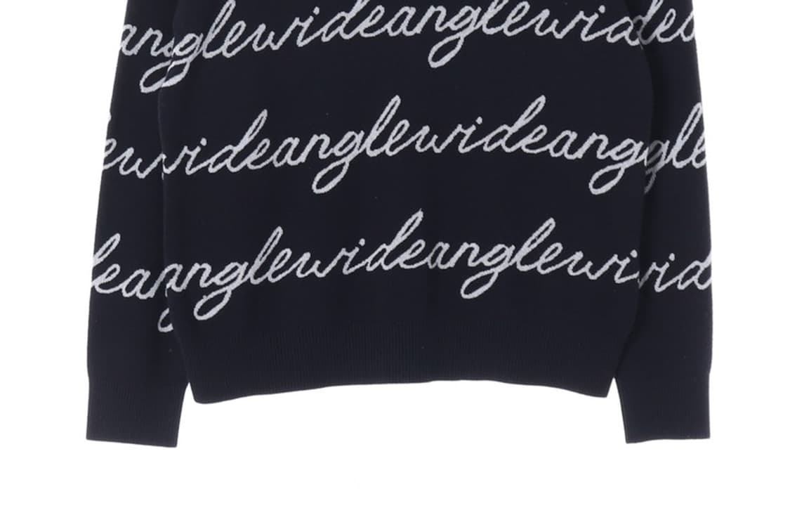 와이드앵글 네이비 레터링 패턴 골프 니트 L 상품이미지4