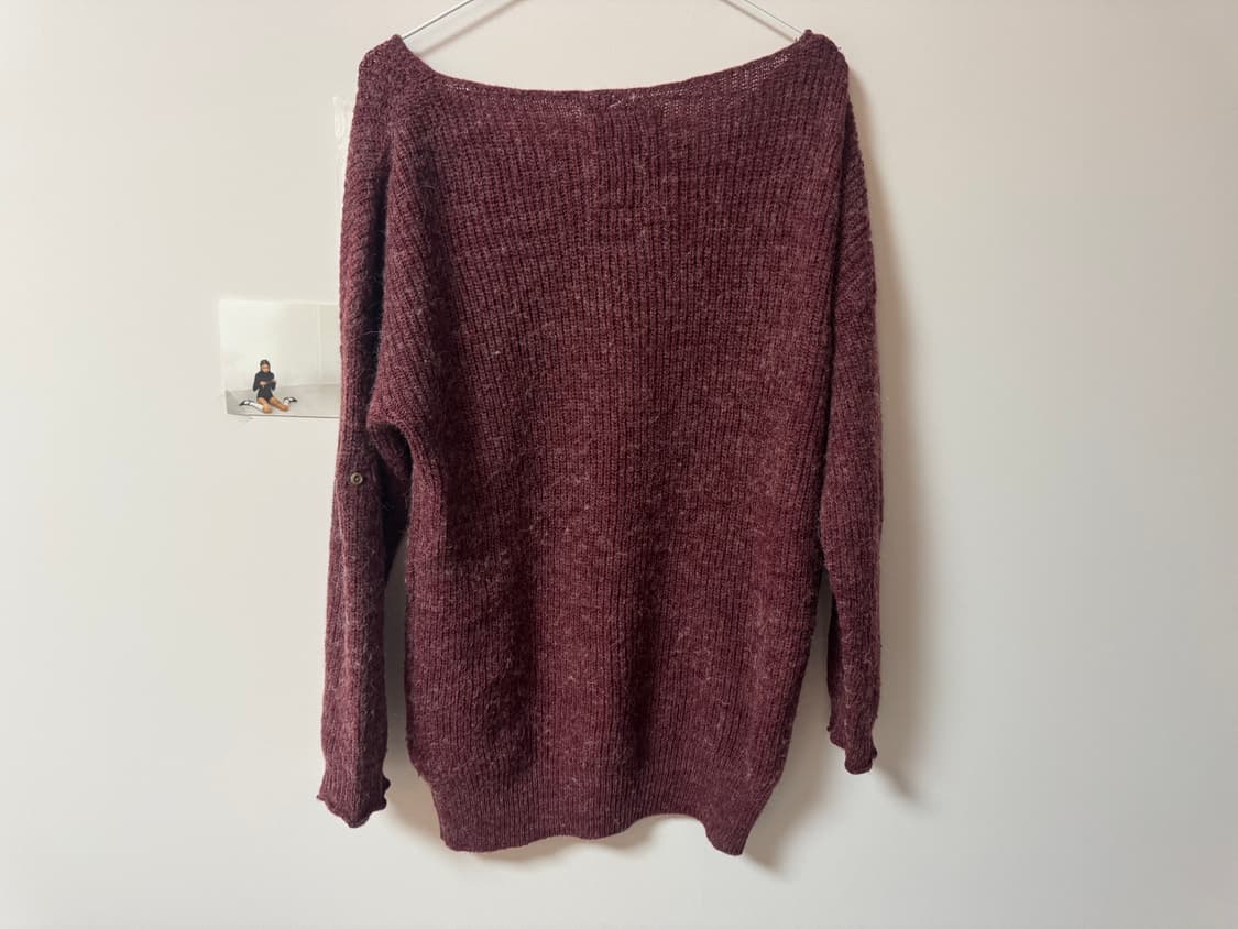 빈티지 버건디 단추 니트 상품이미지3