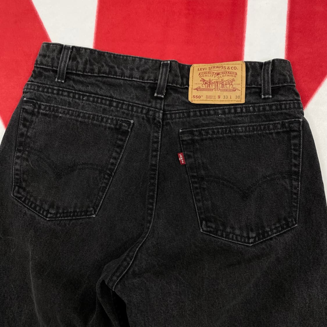 90s 리바이스 550테이퍼드 흑청 데님팬츠 33 상품이미지4