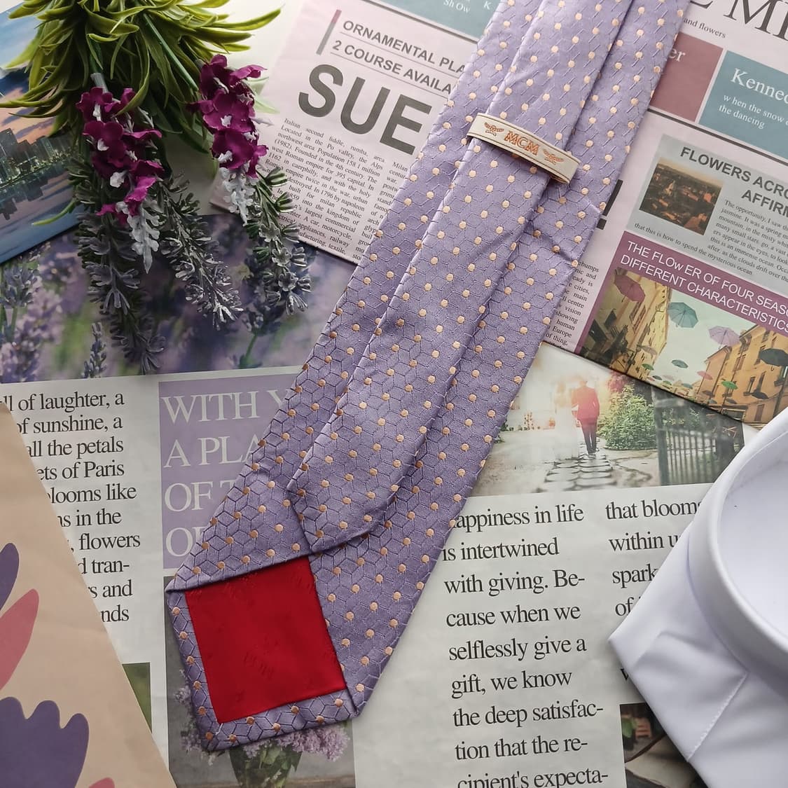 MCM 실크 라일락 패턴 넥타이 8.7cm A+등급 A18548
 상품이미지5