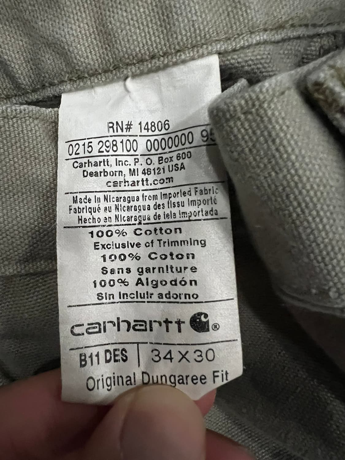 (34X30)칼하트 싱글니 워크팬츠 B11 DES 데저트 던거리 핏 상품이미지4