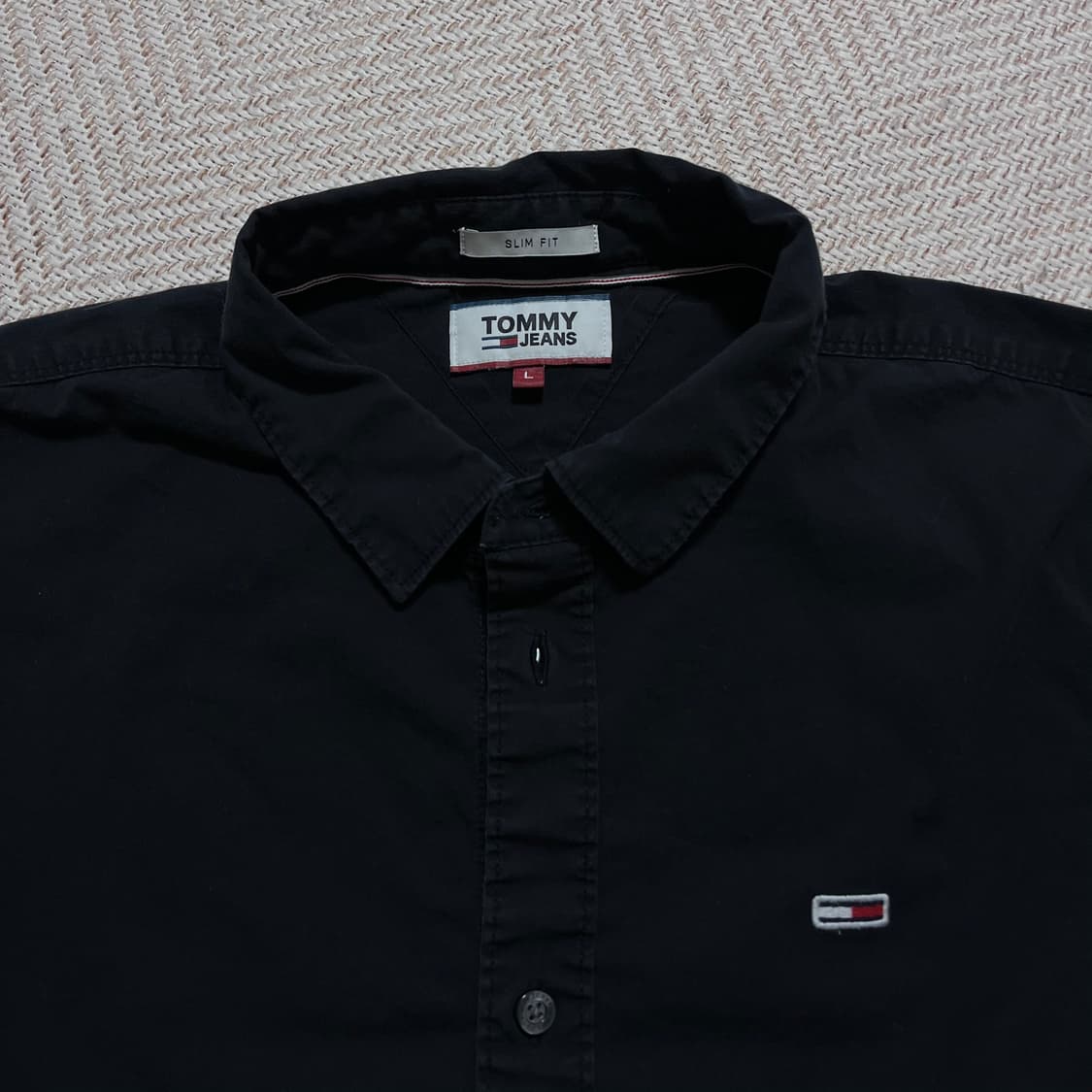 [정품] 타미 블랙 솔리드 셔츠 [ L ] 상품이미지3