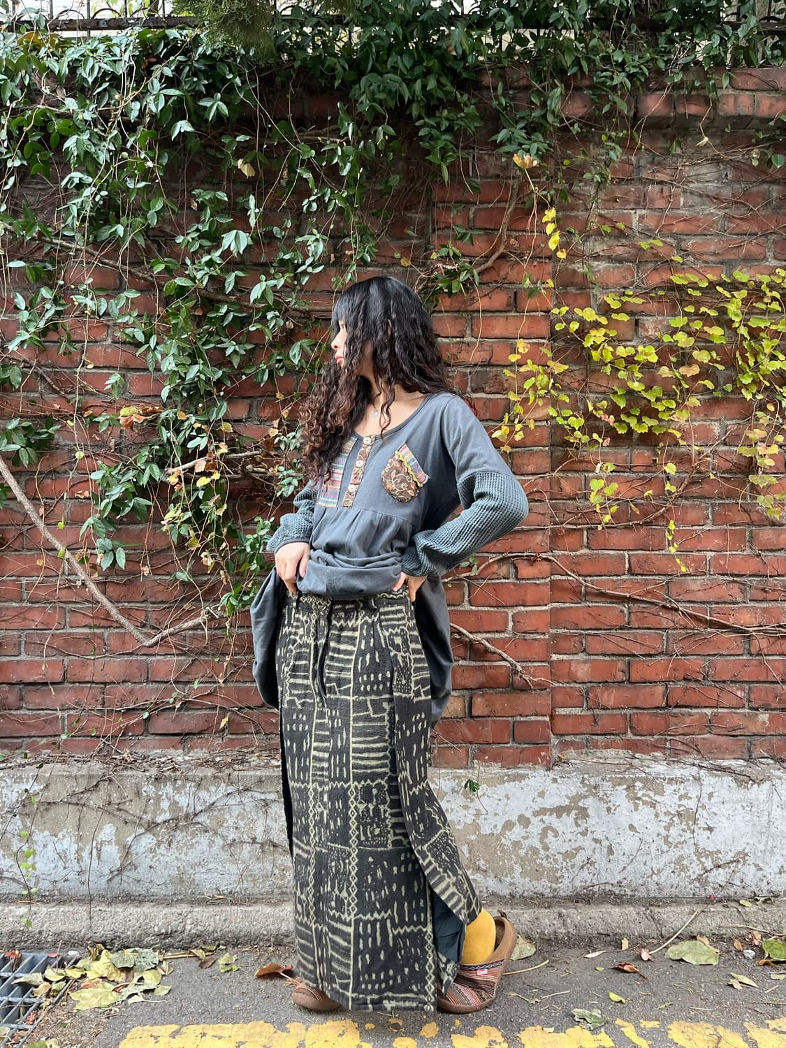 히피패턴 울 롱스커트 상품이미지3