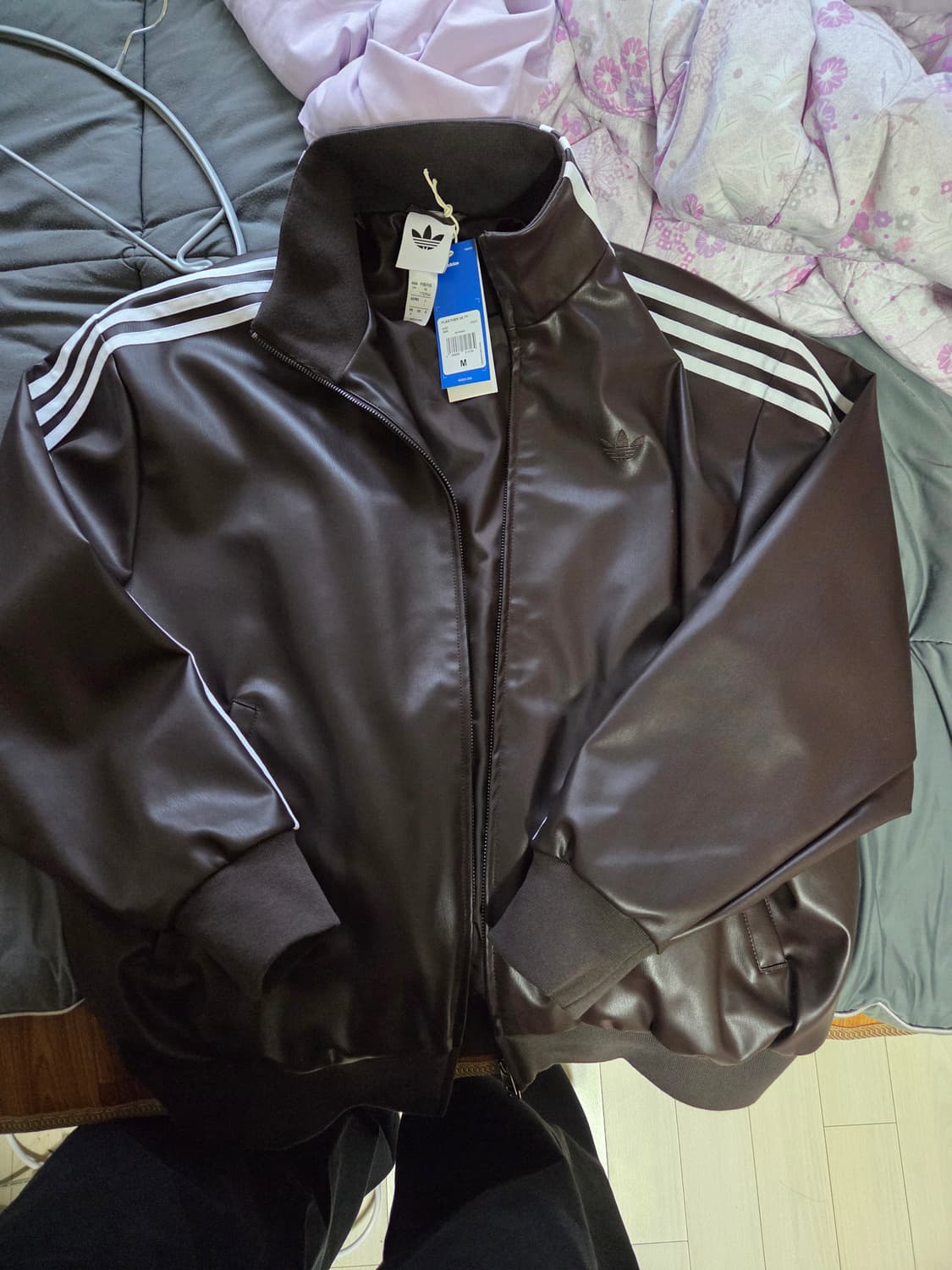 아이다스 브라운 가죽 자켓 m사이즈 상품이미지1