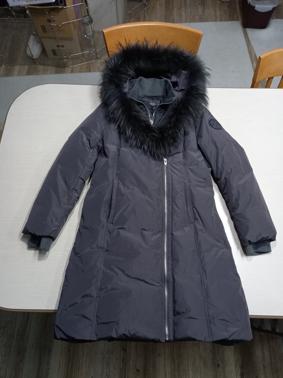 M90 HERA 구스다운 라쿤퍼 롱패딩 다크그레이 M-982 상품이미지1