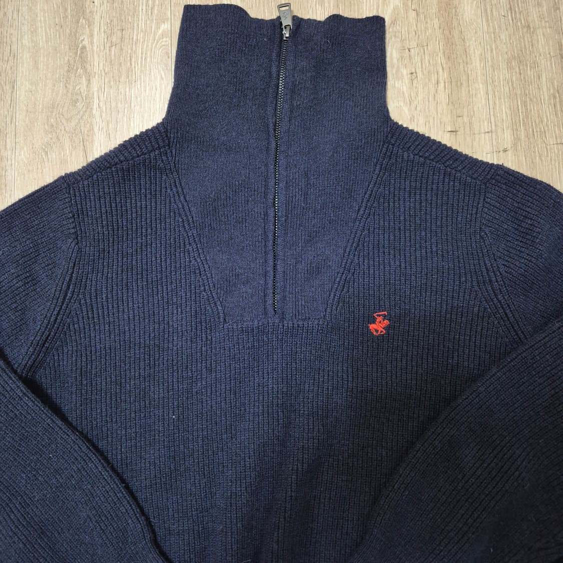 비버리힐즈폴로클럽 모직 하이넥 반집업 니트 상품이미지2