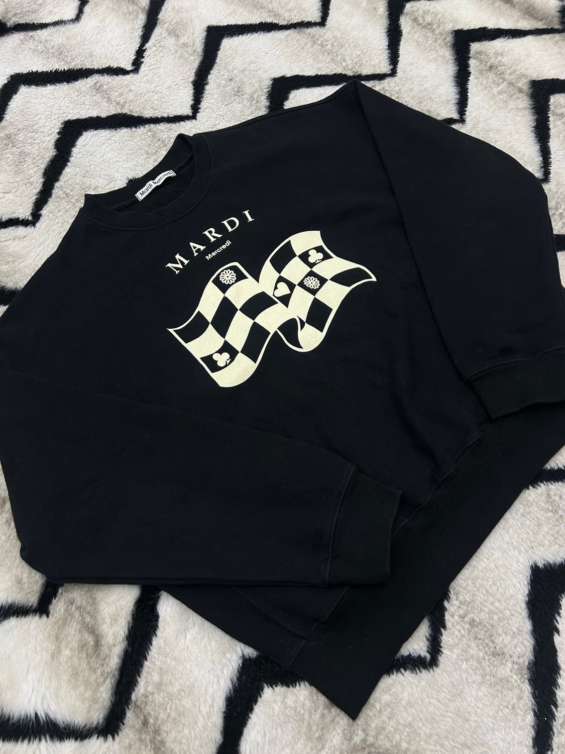 [Free]마르디메크르디 체커보드 맨투맨/블랙 상품이미지2