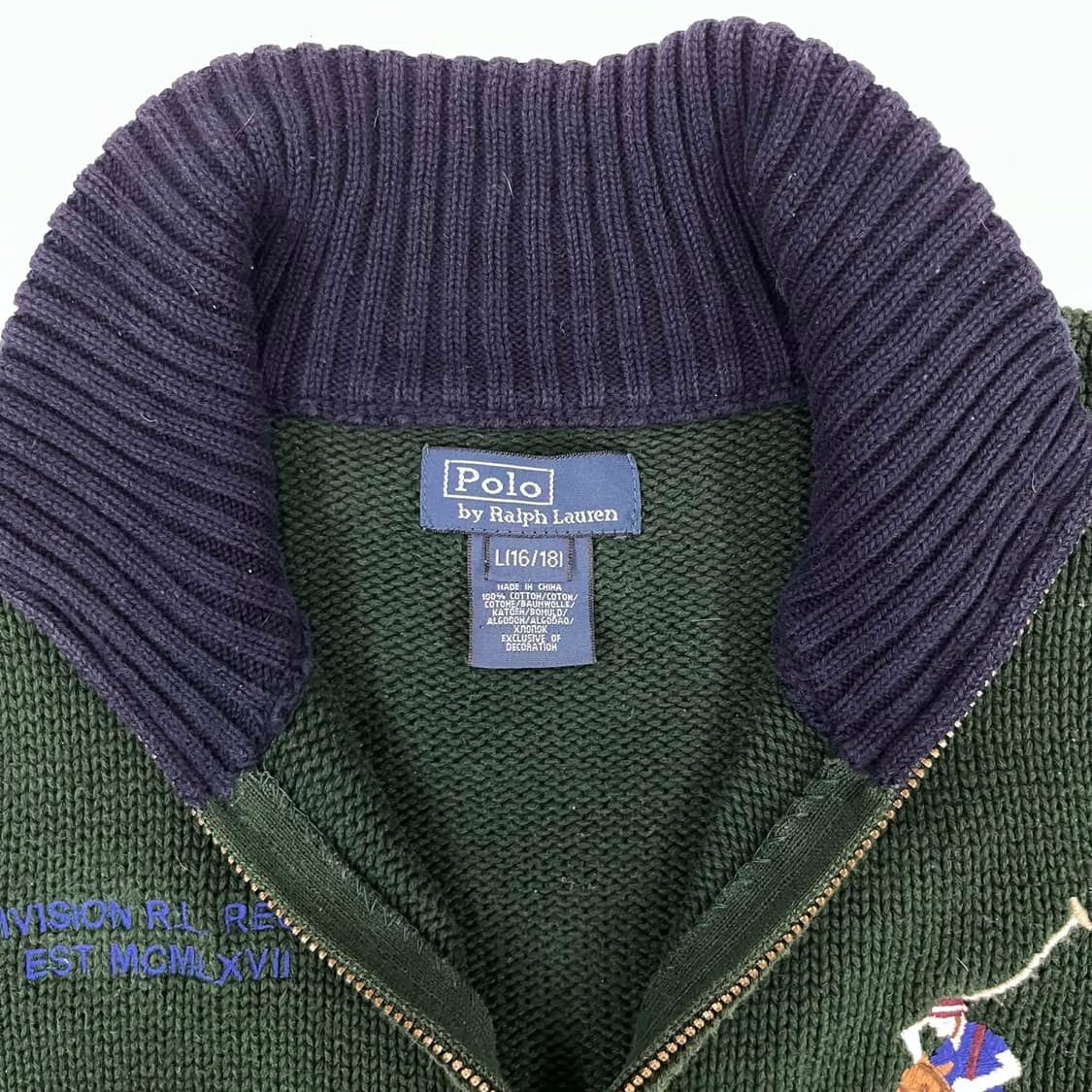 폴로 랄프로렌 빅포니 핀터깔 코튼 니트 집업 희귀져지(L) 상품이미지4