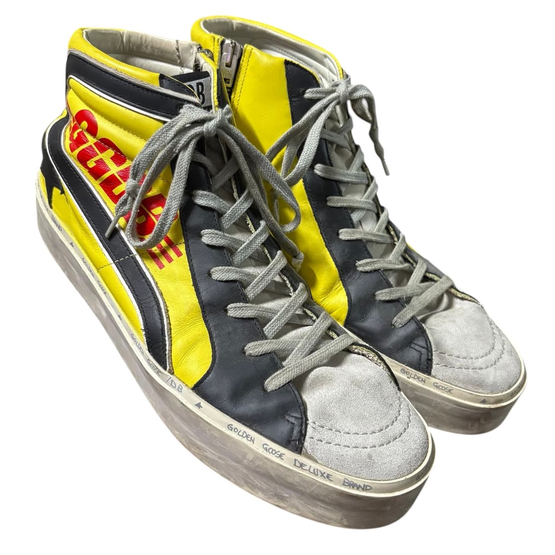 골든구스 슬라이드 하이탑 옐로우 레더 스니커즈 43 270-280 상품이미지1