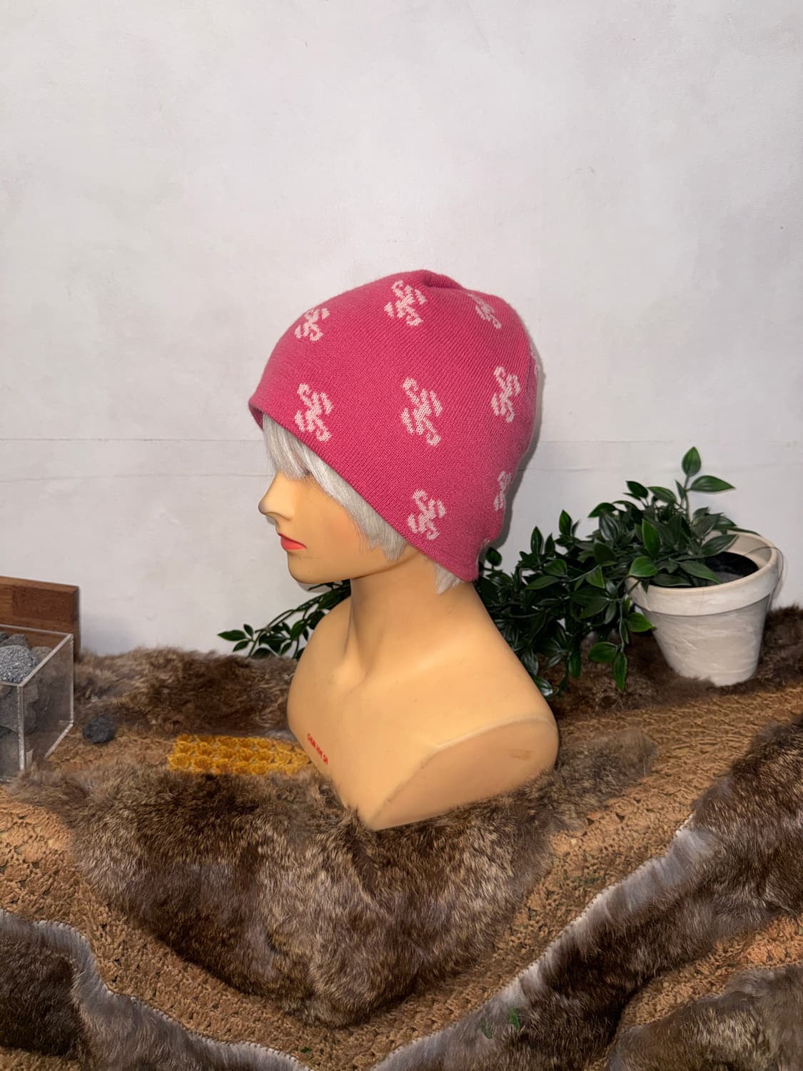 Sinoon monogram jacquard beanie pink 상품이미지2