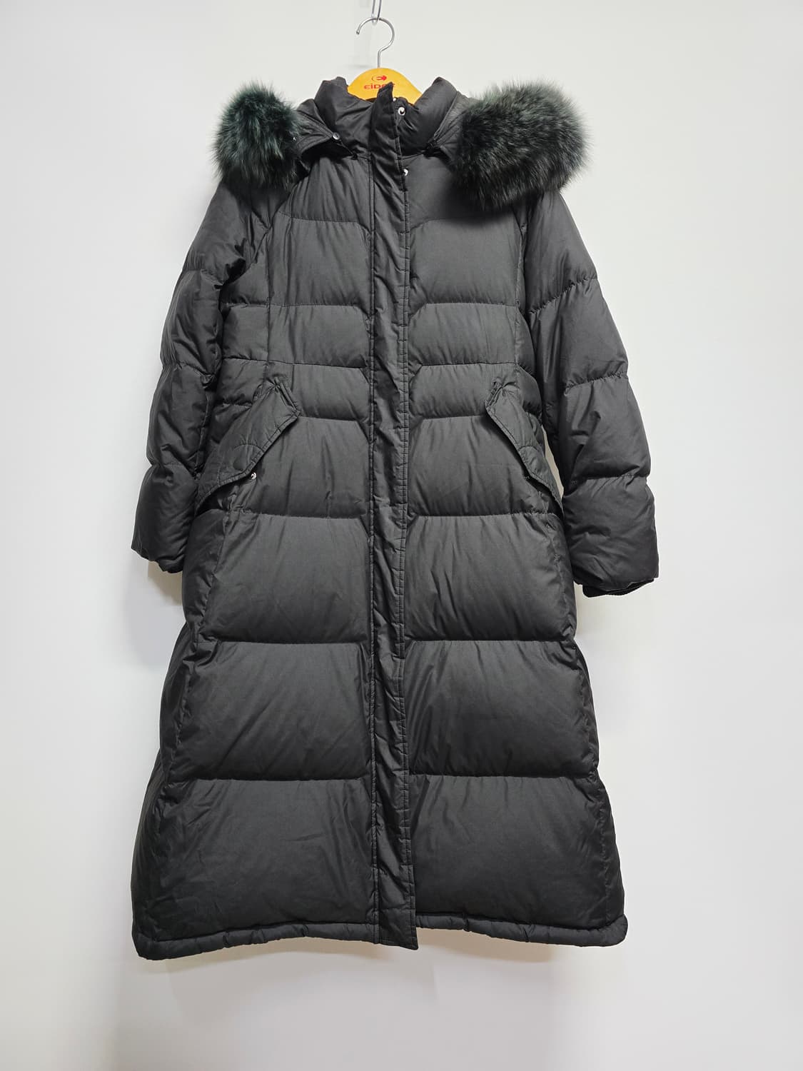 더엣지 프리미엄 구스다운롱패딩  블랙 폭스퍼 상품이미지1