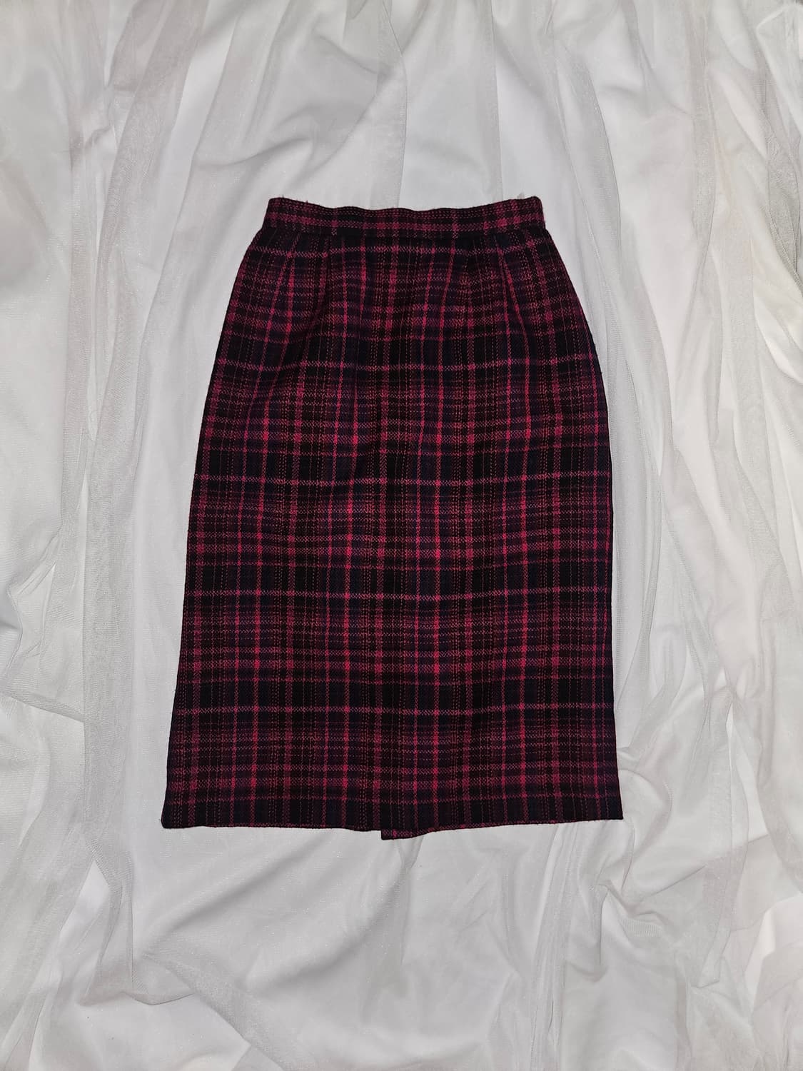 Leporte 빈티지 핑크 체크패턴 스트레이트 스커트 상품이미지1