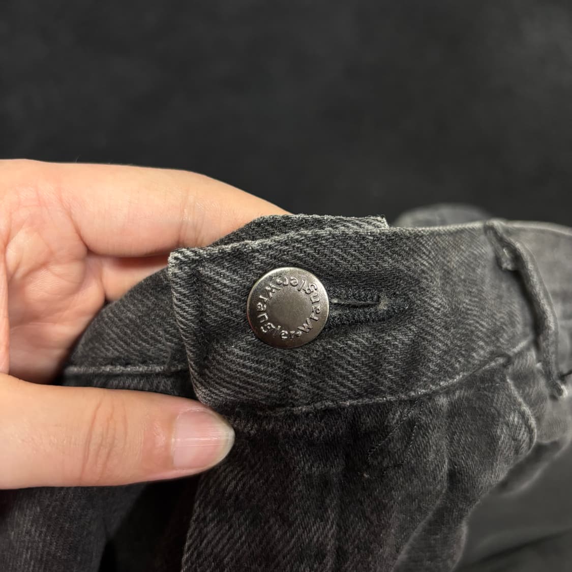 32-33 랭글러 흑청 루즈 세미와이드 데님팬츠 상품이미지4