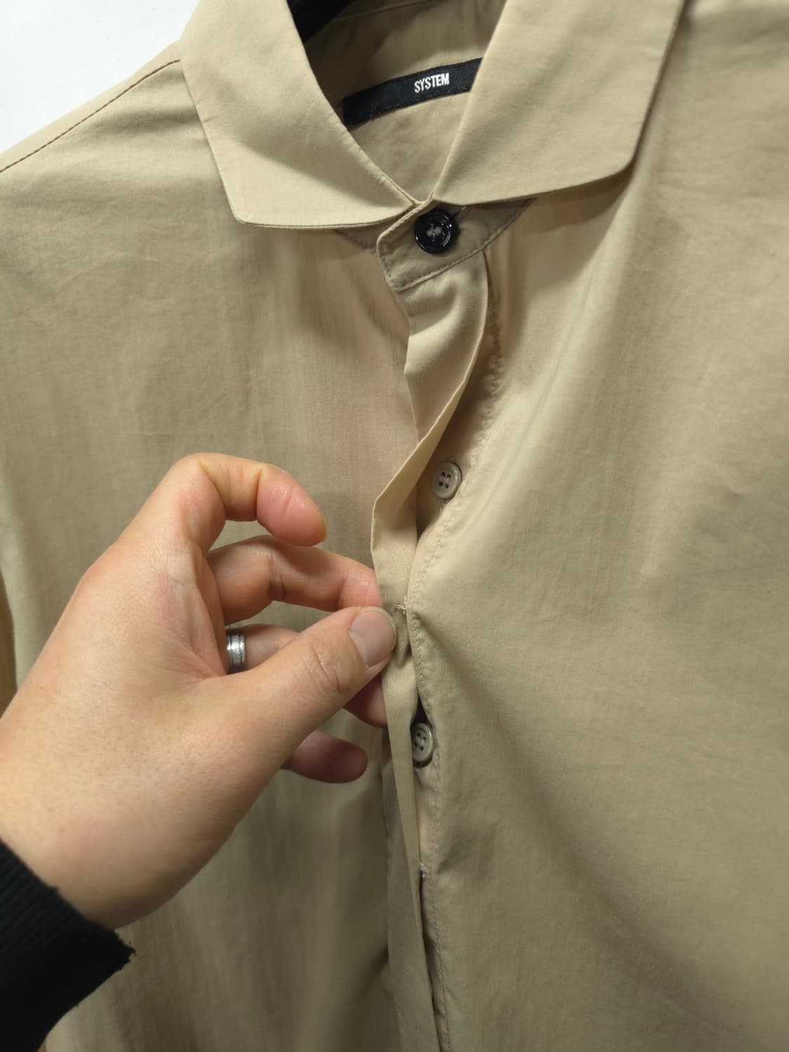 ​시스템 여성 베이지 히든 버튼 아주얇은 코튼 셔츠(66~66반) 상품이미지5