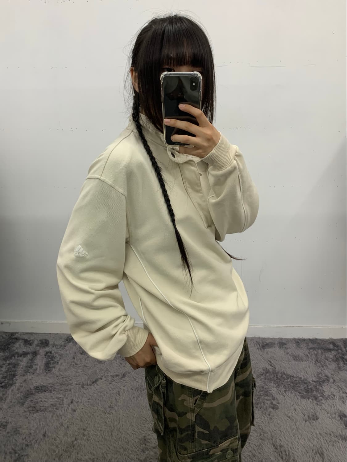 아디다스 아이보리 하프넥 집업 상품이미지2