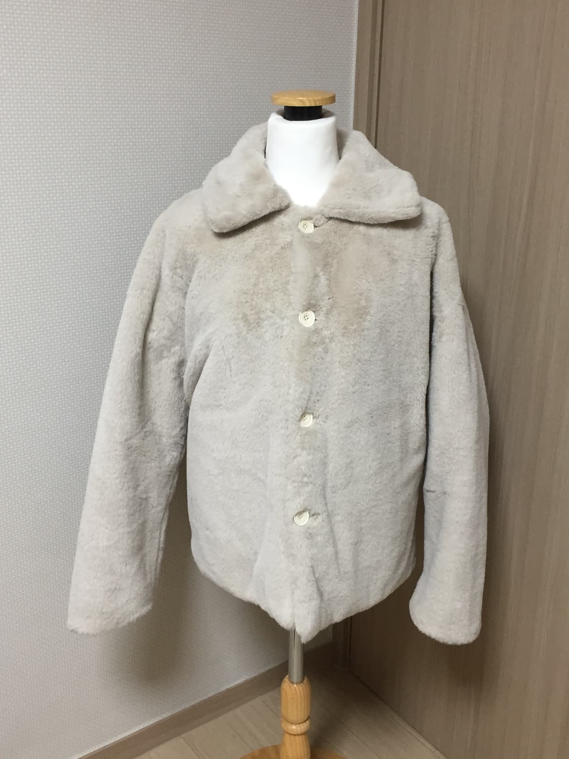 리버시블 베이지 모카 퍼 자켓 빈티지 갸루 상품이미지3