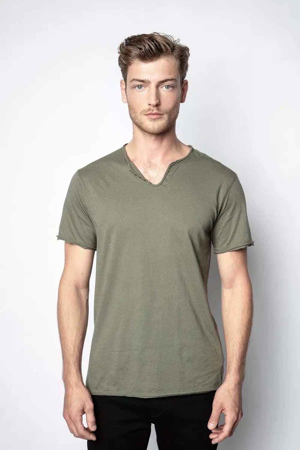 (새상품) 쟈딕앤볼테르 카키 헨리 티셔츠 M사이즈 상품이미지1